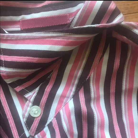 Pink stripe button down collar dress shirt L - Picture 8 of 8